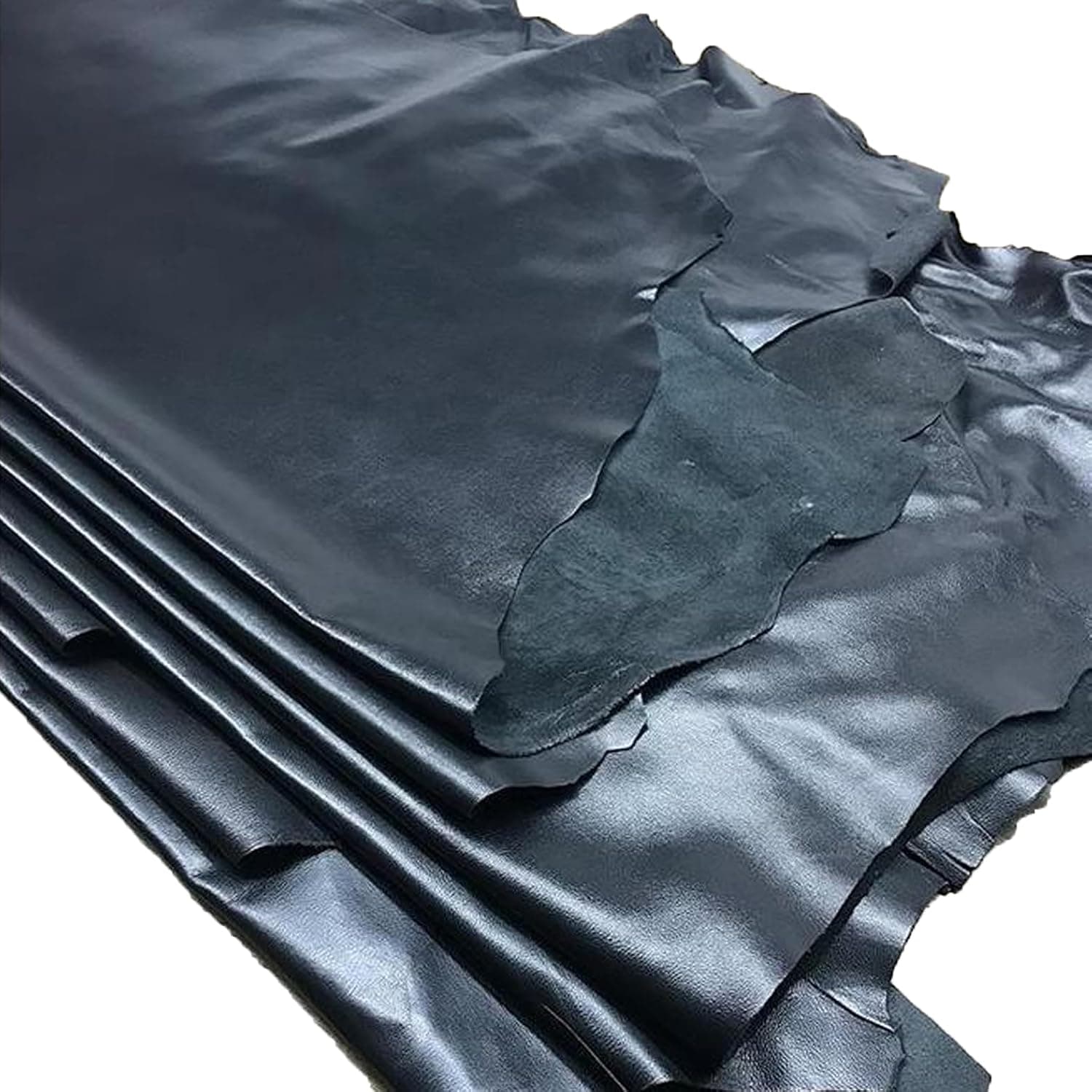 Genuine Black Sheepskin Leather Hide - Full Grain, Thin & Soft - All Natural Leather Skins for Crafting, DIY Projects, Apparel, and Upholstery (Black, 8-10 sq ft)