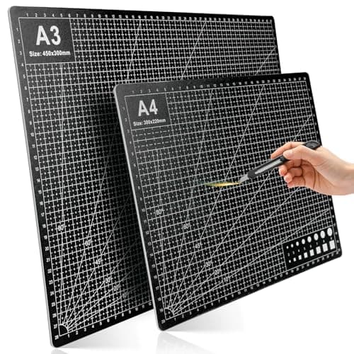 2 Pcs Large Cutting Mat, A3 & A4 Black | Self Healing, Double Sided, Grid Line And Angles Help To Cut Precisely, Non Slip & Easy Clean