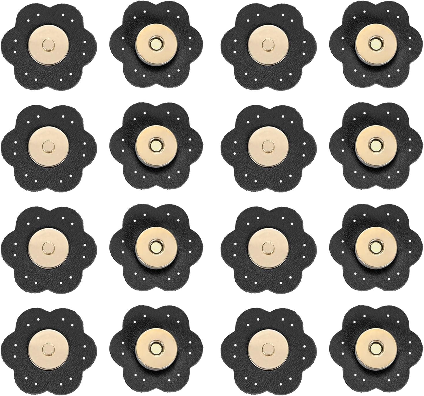 TIXIPEM Leather Snaps Buttons 8 Set - Magnetic Snap Closures Bag Fastener Clasp (Black, 32MM)