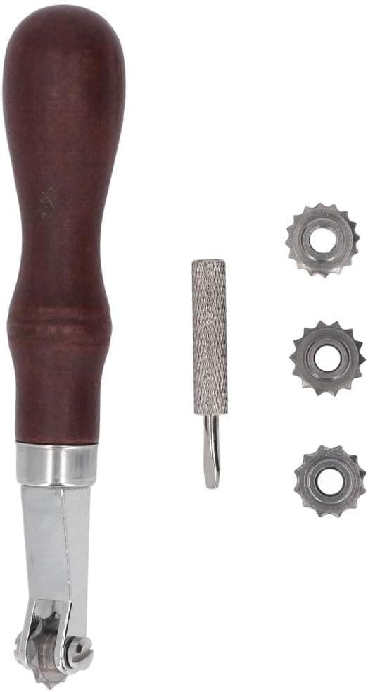 MOPFOL 6 Pcs Leathercraft Stitching Spacer Set - 3/3.5/4/5mm Overstitch Wheels with Wood Handle