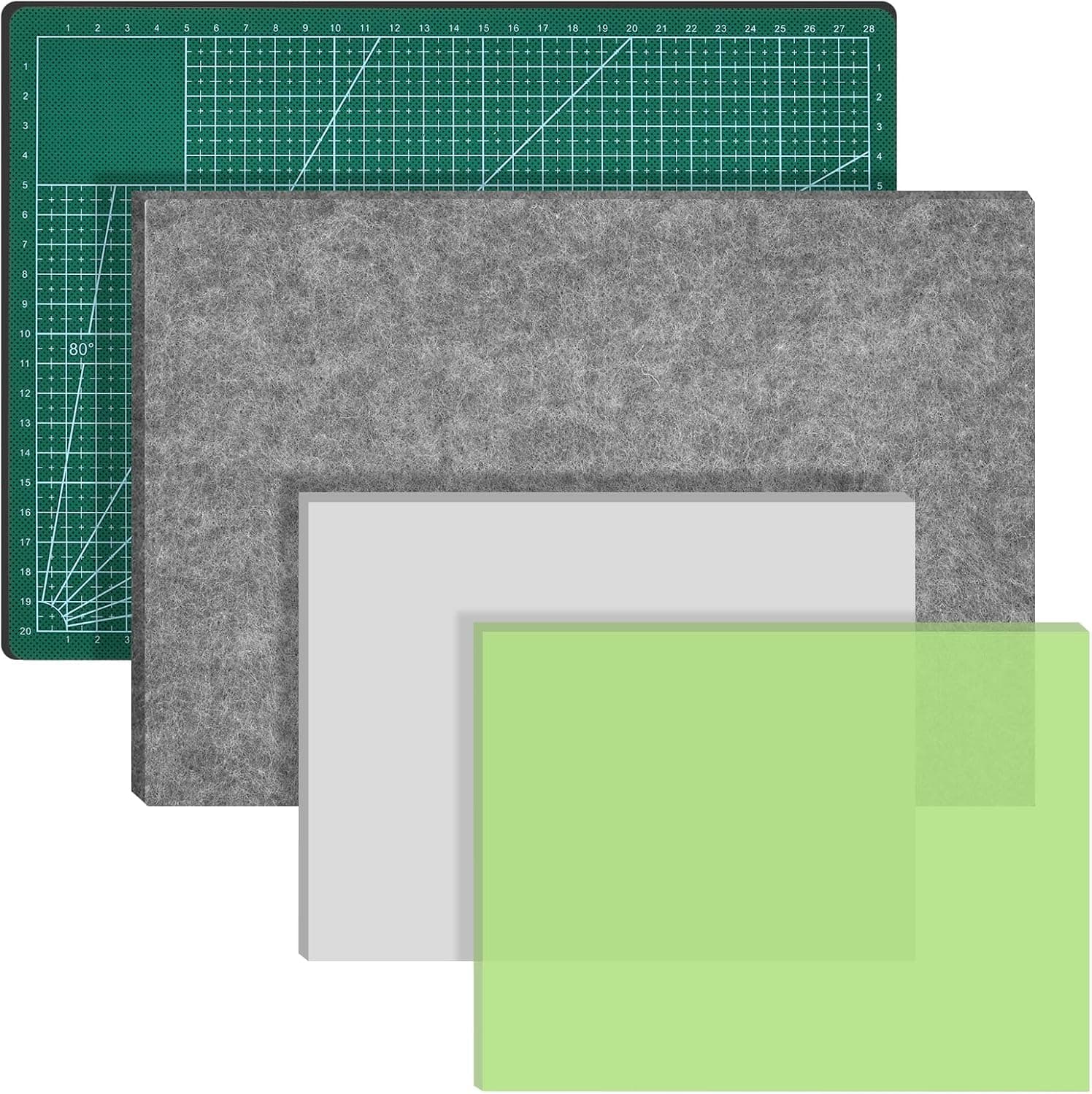 Hevtsde 4 Pcs Leather Craft Pad Set, A4 Self Healing Cutting Mat & Sound Absorbing Pad