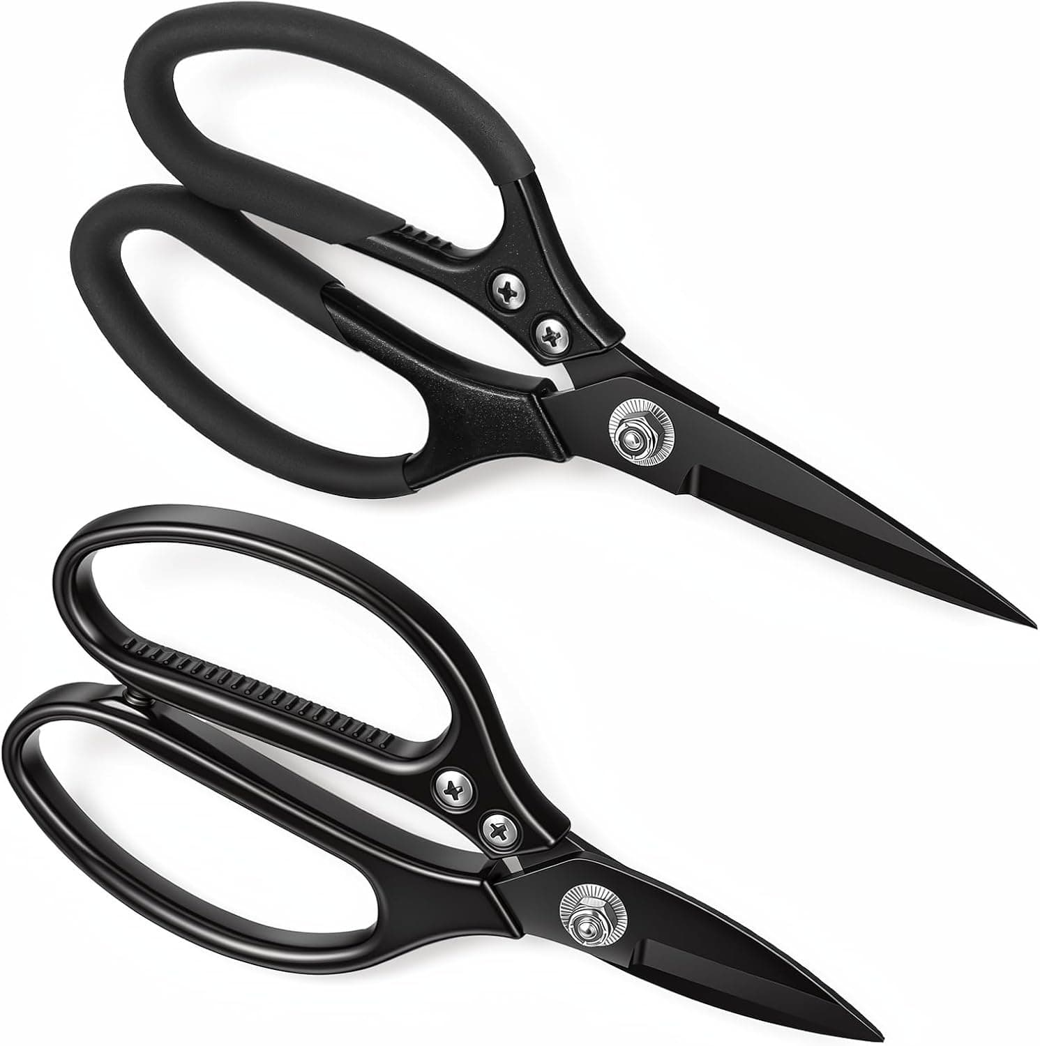 2 Pcs Sharp Leather Scissors, All Purpose Heavy Duty Stainless Steel Utility Shears (2 Sizes)