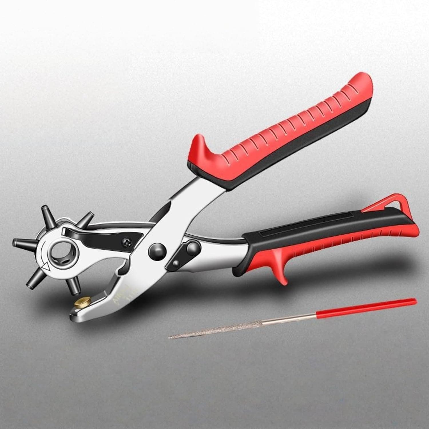 Leathercraft Hole Punch Plier, 6-Size Rotary Leather Punching Tool, Heavy Duty