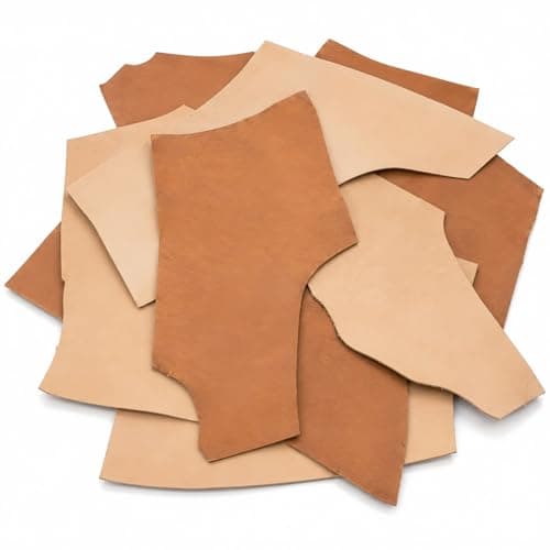 2.2 LB Veg Tan Leather Scraps, 3.5-4.0mm Thick Leather Pieces for Crafting